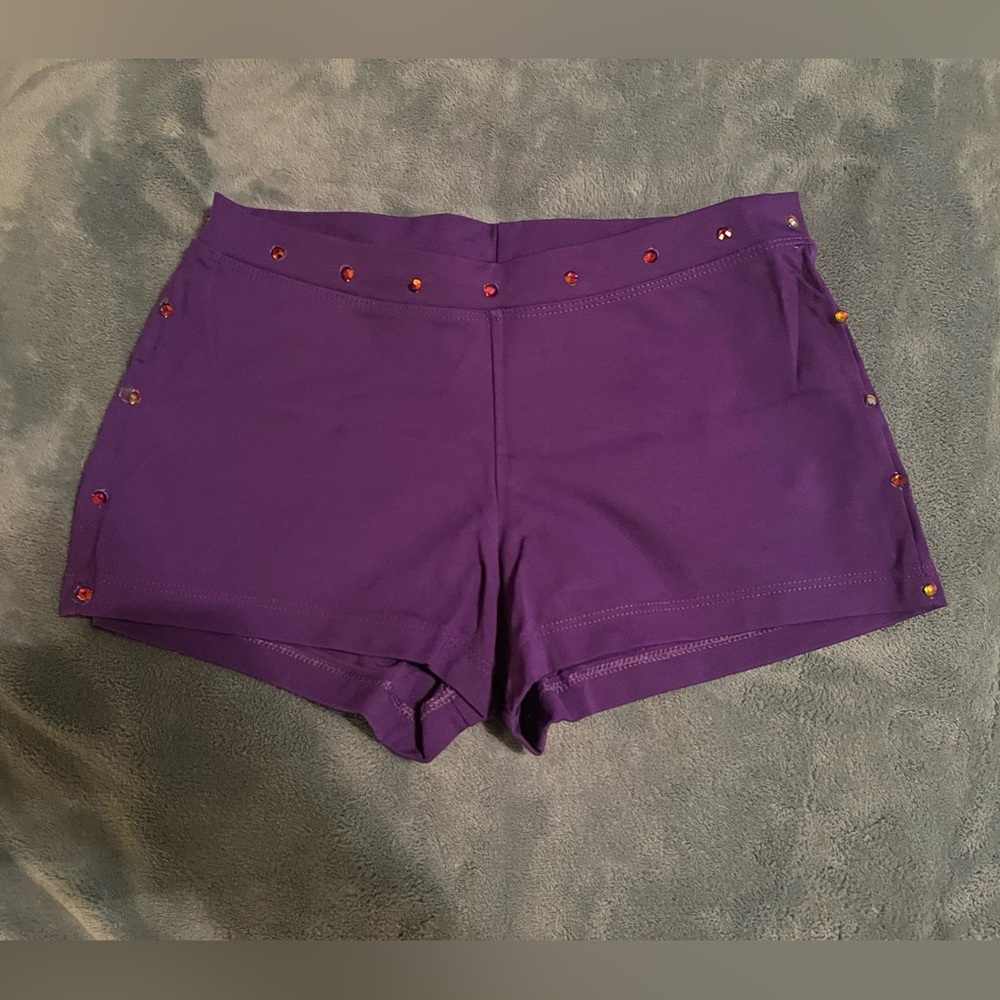 Purple Spandex Shorts w/ Rhinestones